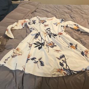 Long sleeve white and floral dress